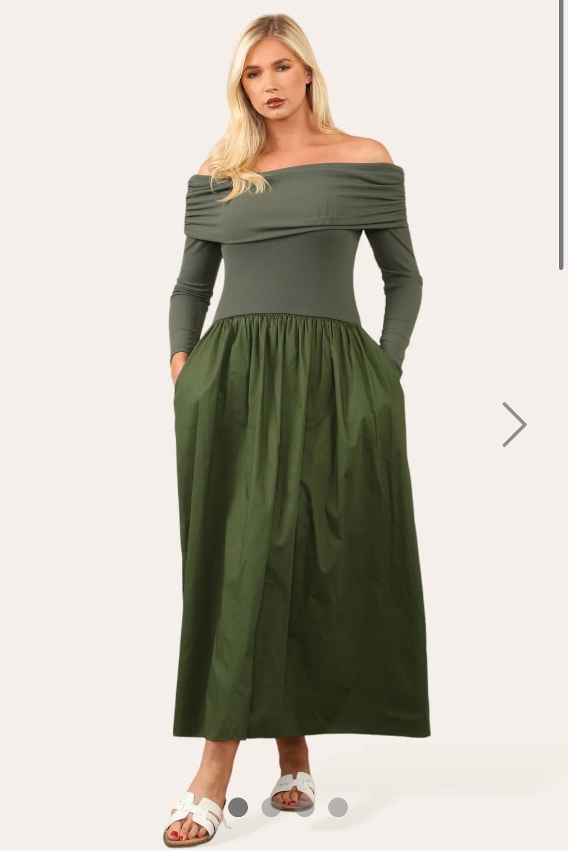 Bardot Midi Dress Khaki