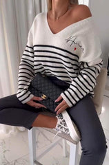 Stripe Amor Knit Black