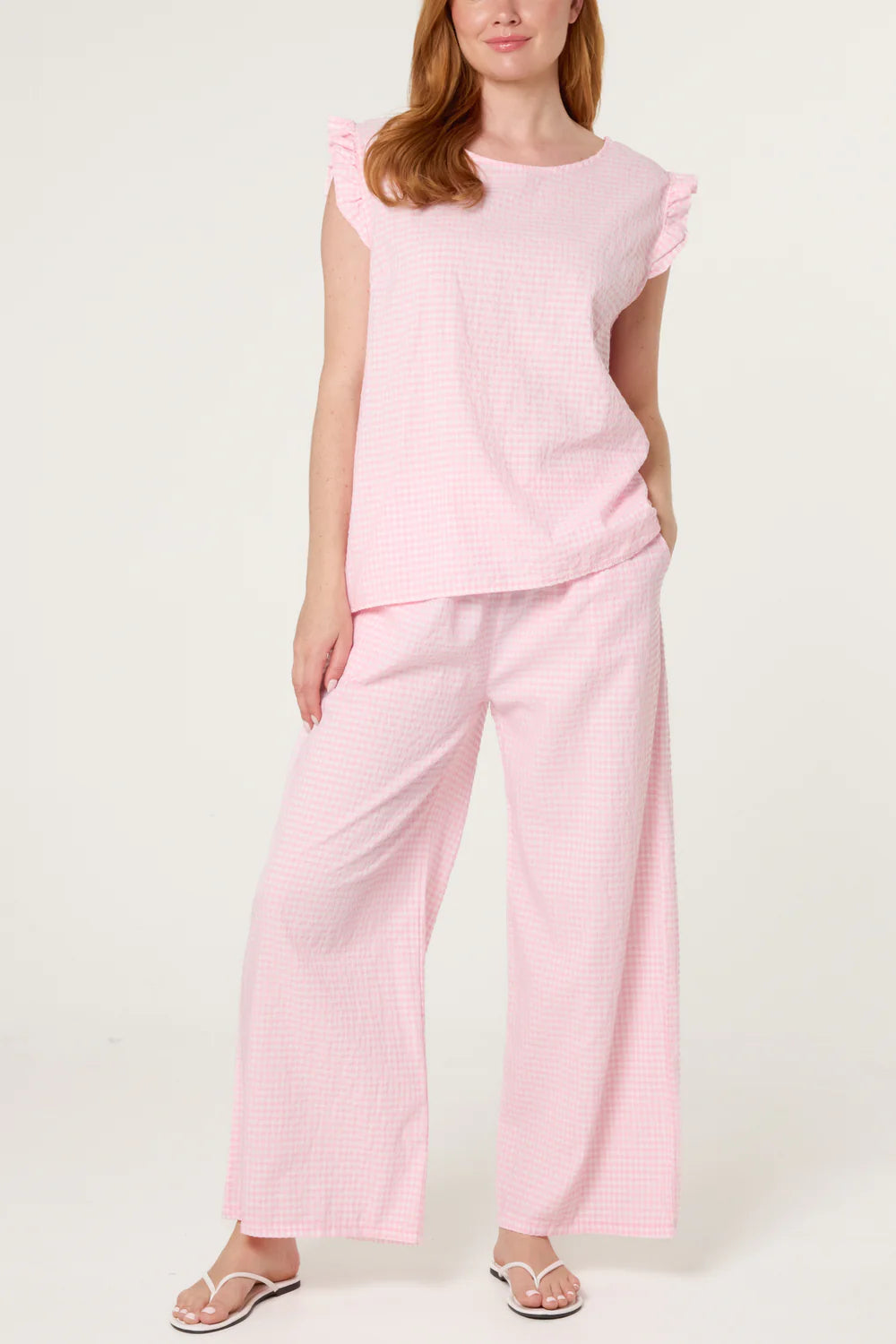 Cotton Blend Gingham Co-ord Pale Pink