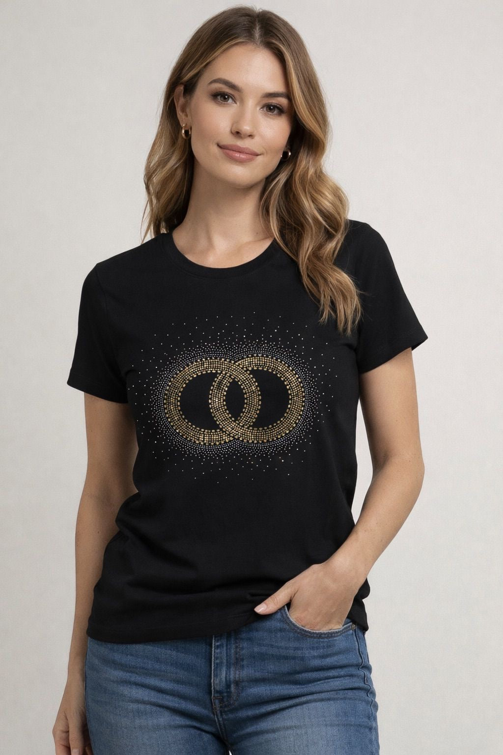 Diamanté Rings Tee Black