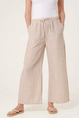 Striped Trousers Dark Beige