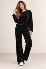 Velour 2 Piece Tracksuit Black