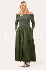 Bardot Midi Dress Khaki