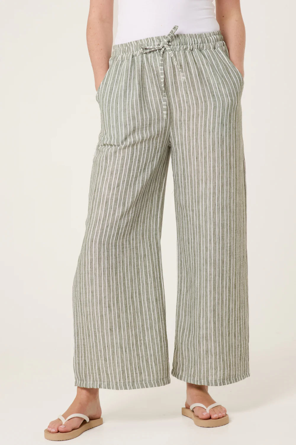 Striped Trousers Khaki