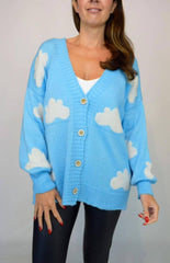 Cloud Print Button Front Italian Cardigan