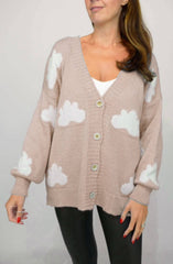 Cloud Print Button Front Italian Cardigan