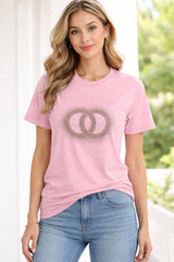 Diamanté Rings Tee Pink