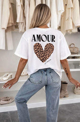 Cotton Amour Leopard Heart Oversized T-Shirt