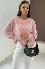 Floral Eyelash Texture Top Pink