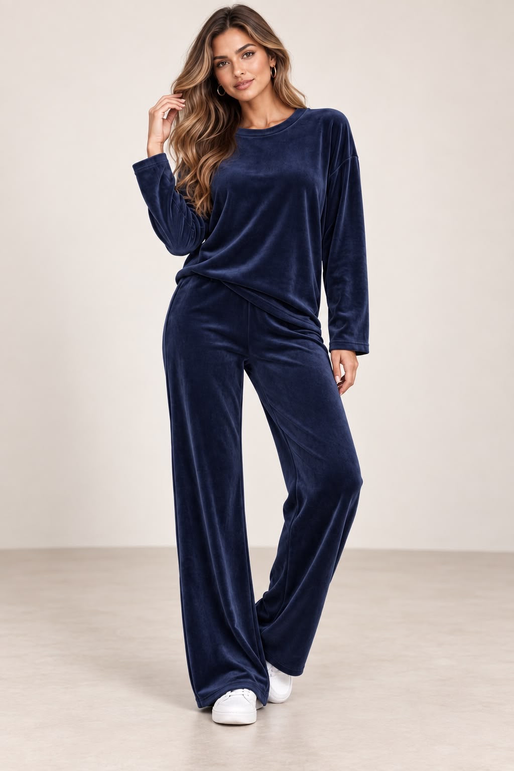 Velour 2 Piece Tracksuit Navy