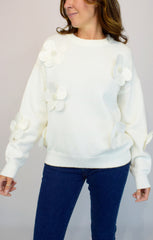 Embellished Flower Knit Ivory