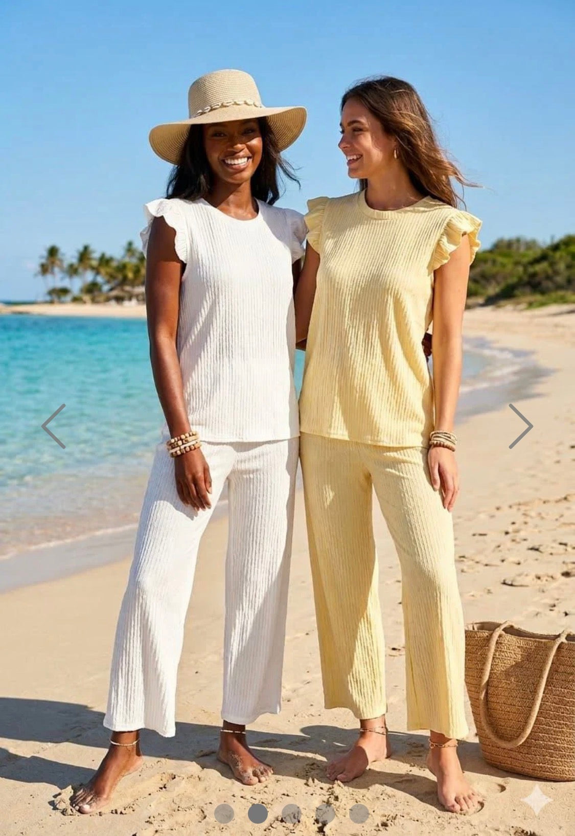Frill Sleeve Crinkle Co-ord  Lemon