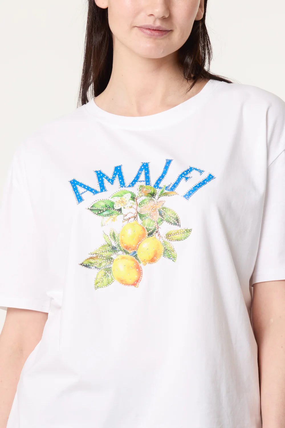 Cotton Amalfi Diamanté Lemon Tee