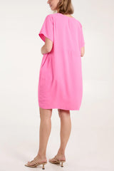 Relaxed Fit Pocket Dress in Pink