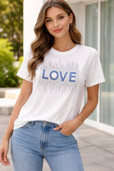 Diamanté Love Tee Blue