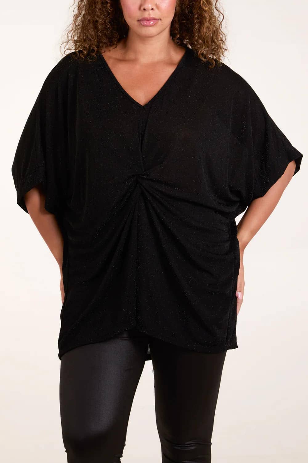 Glitter Twist Front Oversize Tops