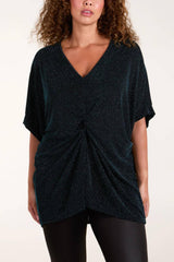 Glitter Twist Front Oversize Tops