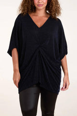 Glitter Twist Front Oversize Tops