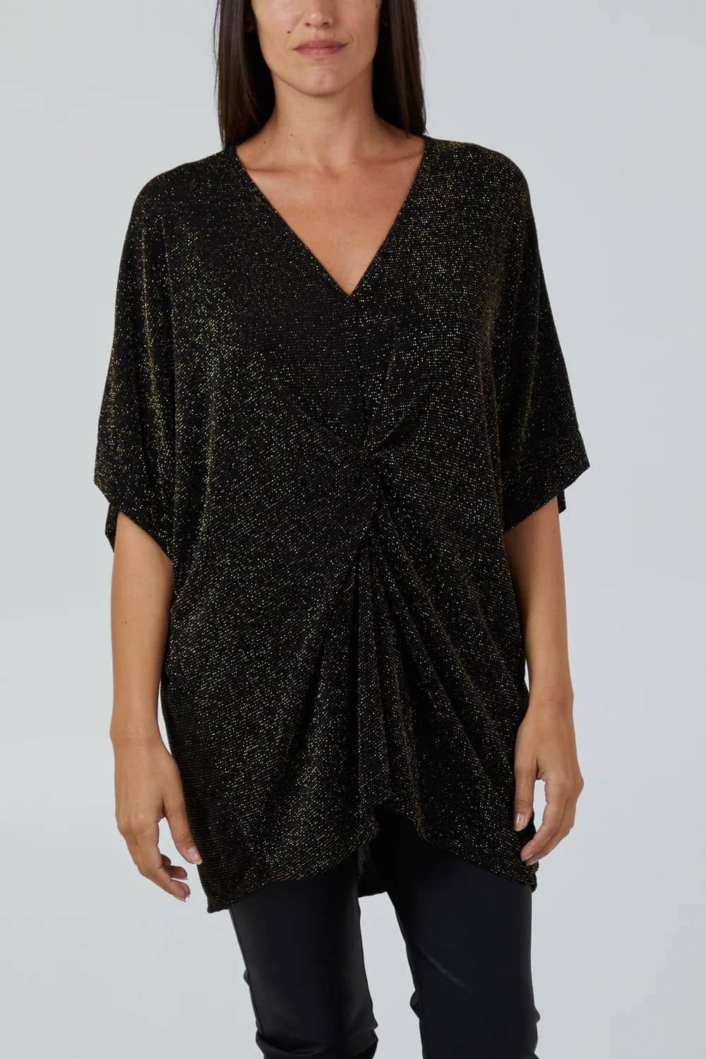 Glitter Twist Front Oversize Tops