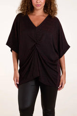 Glitter Twist Front Oversize Tops