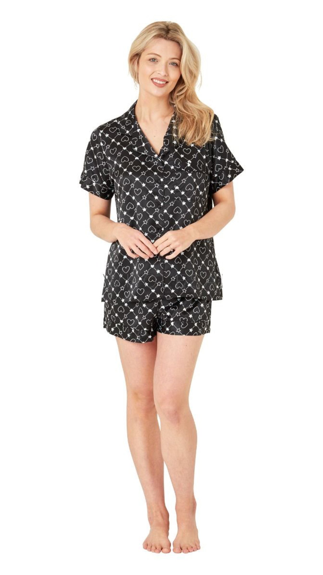 Black Stars Satin Pyjamas