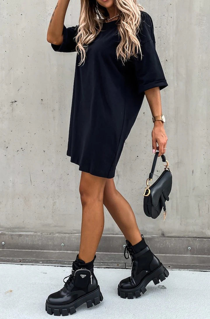 Black Oversized T-shirt Dress