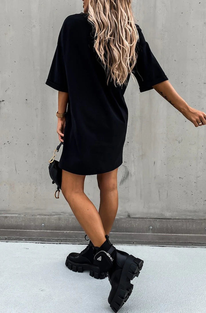 Black Oversized T-shirt Dress