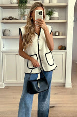 Cotton Boucle Waistcoat Cream