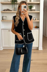Cotton Boucle Waistcoat Black