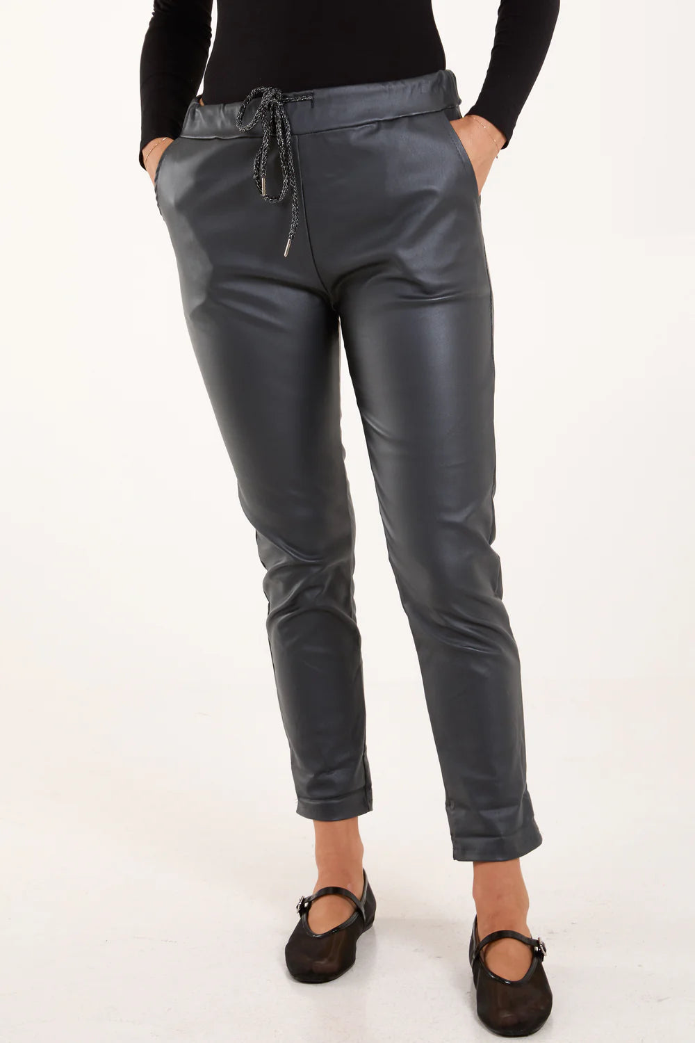 Magic PU Coated Trousers Charcoal
