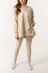 Cotton 2 Piece Lounge Set "Weekend" Stone