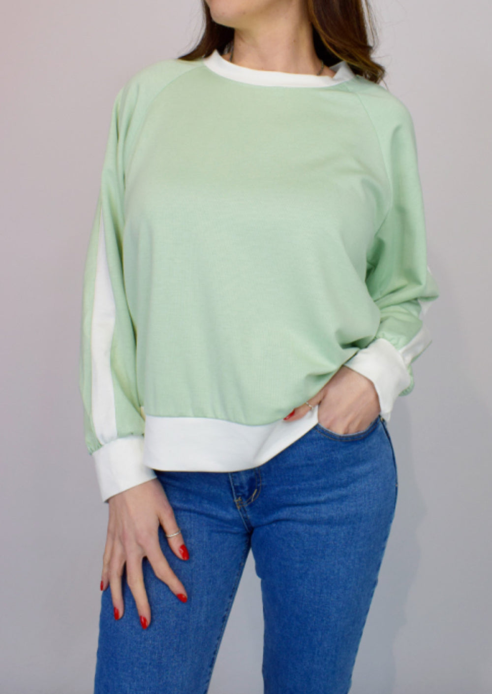Contrast Trim Italian Sweatshirt