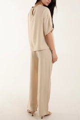 Button Back Co-ord Set Black Stone