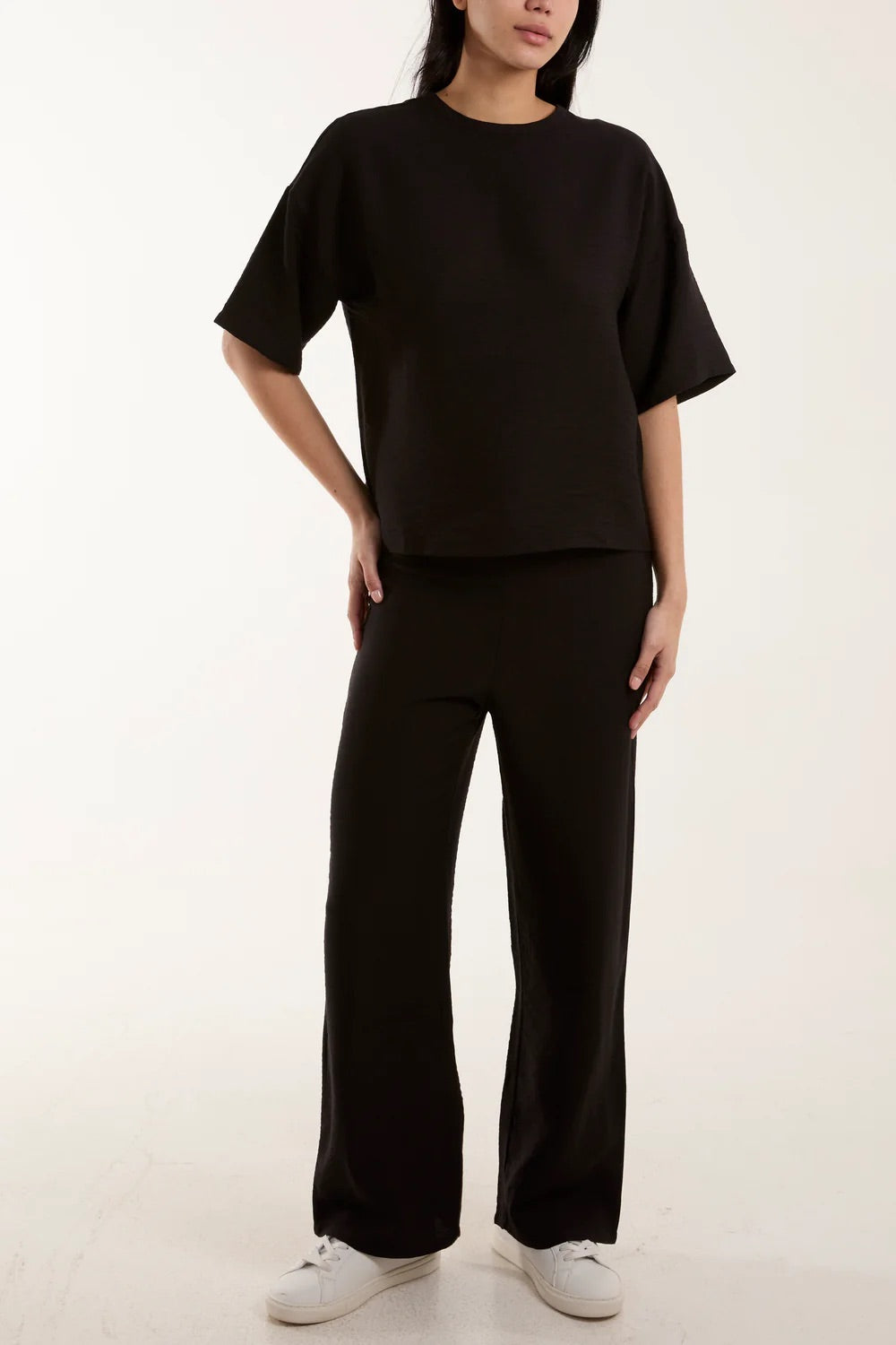 Button Back Co-ord Set Black