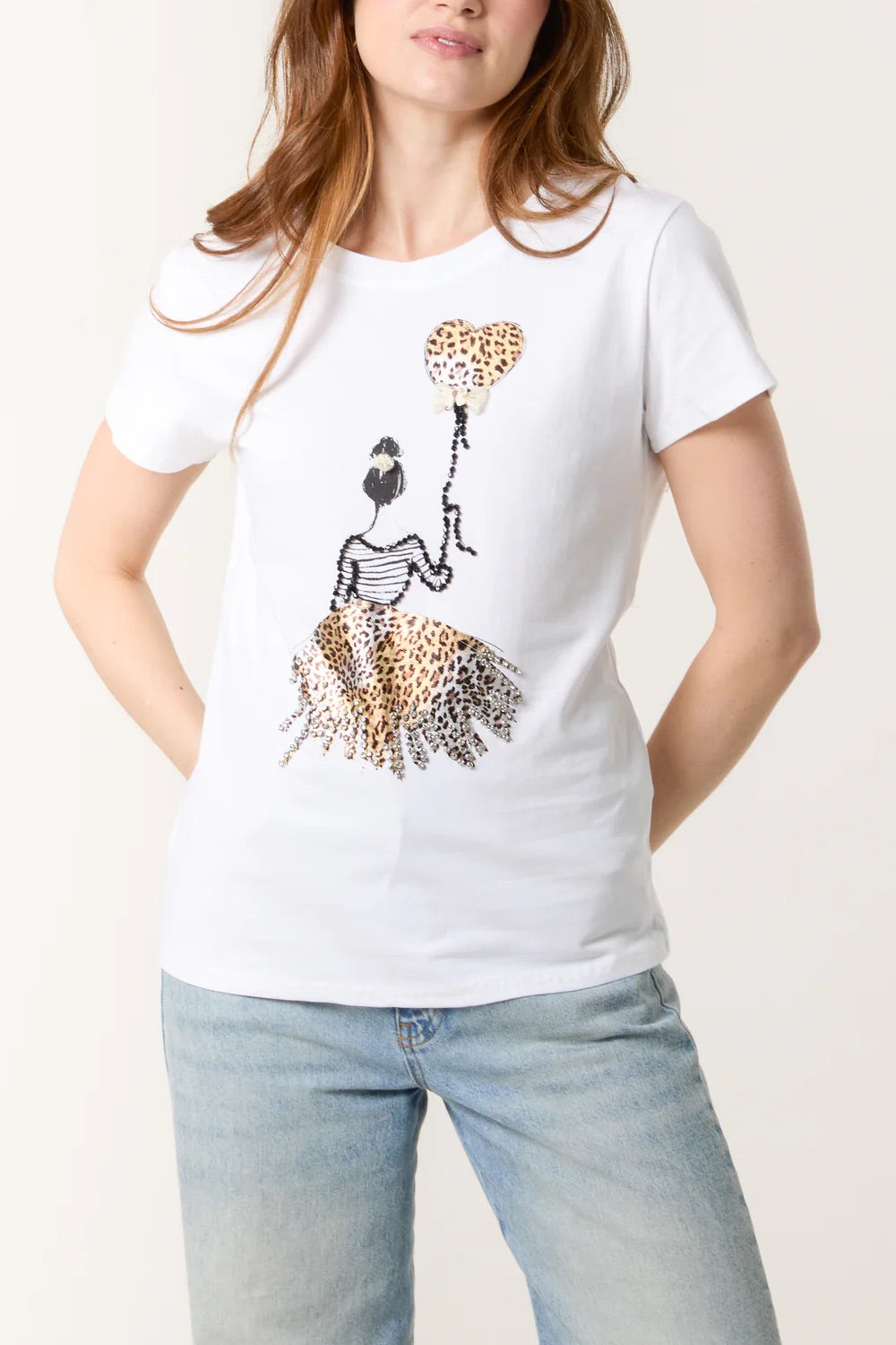 Embellished Leopard girl Tee