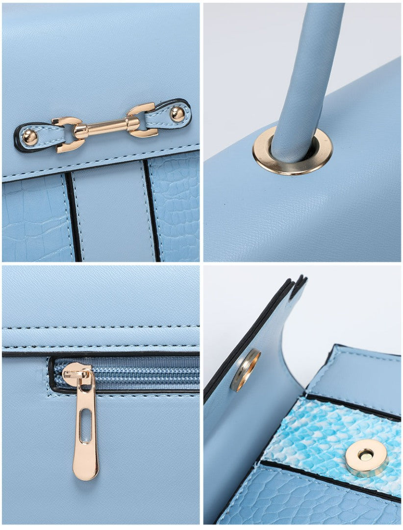 Mock Croc Top Handle Bag