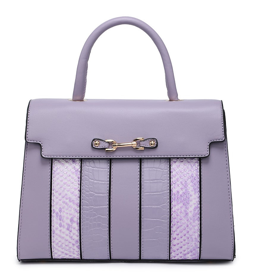 Mock Croc Top Handle Bag