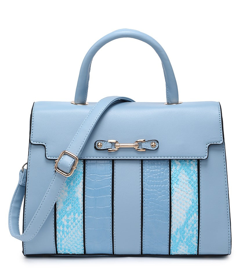 Mock Croc Top Handle Bag