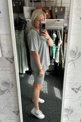 Oversized T-Shirt and Cycling Shorts Co-Ord in Grey