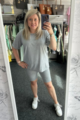 Oversized T-Shirt and Cycling Shorts Co-Ord in Grey