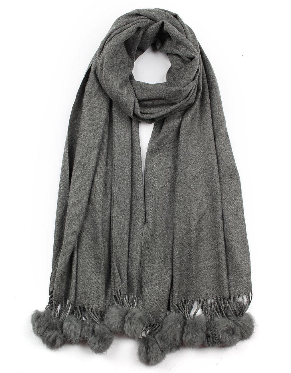 Cashmere Scarf with Pom Poms