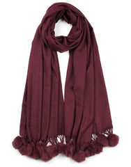 Cashmere Scarf with Pom Poms