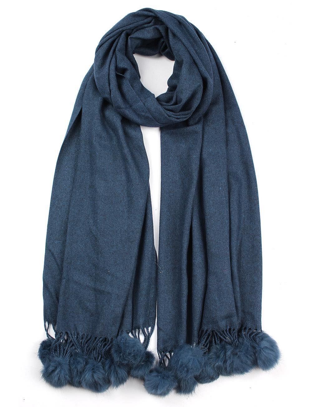 Cashmere Scarf with Pom Poms
