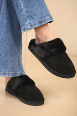 Super soft and cosy black closed toe slippers