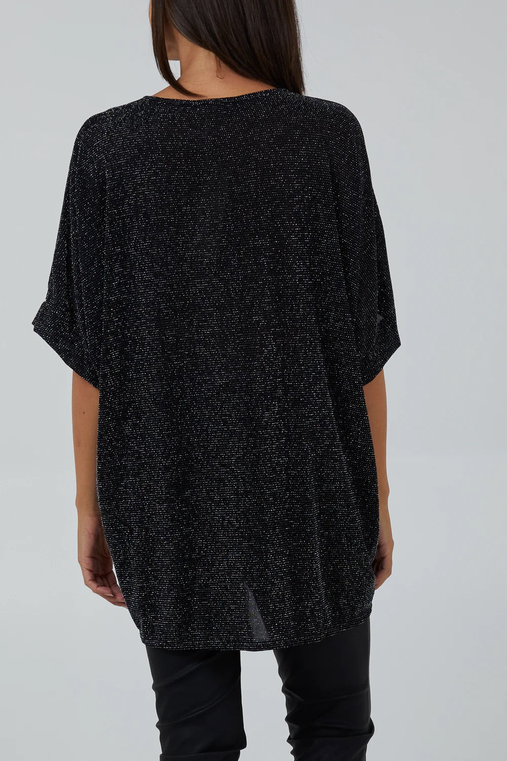 Glitter Twist Front Oversize Tops